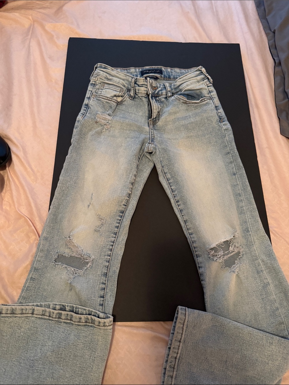 Aeropostale Light Blue Distressed Flare Jeans